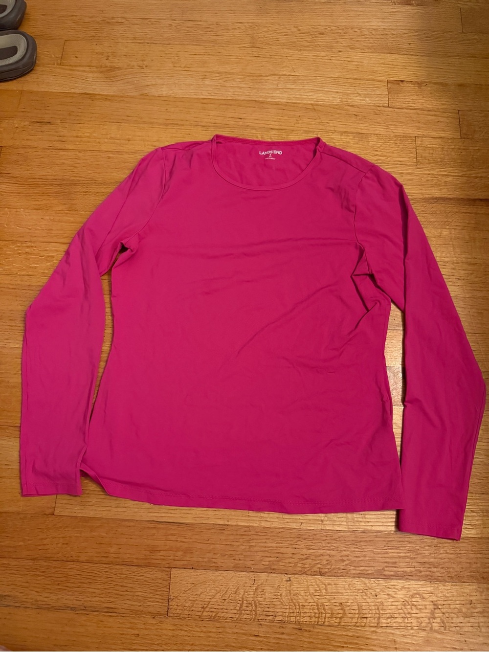 Lands' End Bright Pink Long-Sleeve Crew Tee